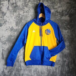 Adidas Golden State Warriors NBA Hoodie Mens Small Full Zip Blue Yellow EUC